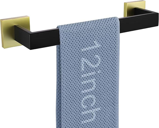 LANC 12-Inche Towel Bars for Bathroom Wall Mounted Matte Black and Gold Bath Hand Towel Holders Total-14” Towel Hanger Stainless Steel Towel Rails for Kitchen Towel Racks Towel Rods, A8804GK-3P1