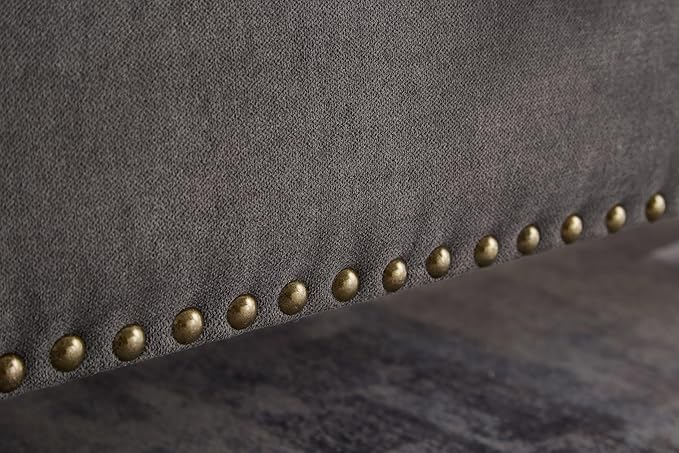 mikibama Linen Storage Bench for Bedroom End of Bed,59" Long Tufted Bed Bench with Storage,Modern Mid Century Storage Ottoman Bench for Window,Entryway,Living Room Solid Wood Legs (Grey)