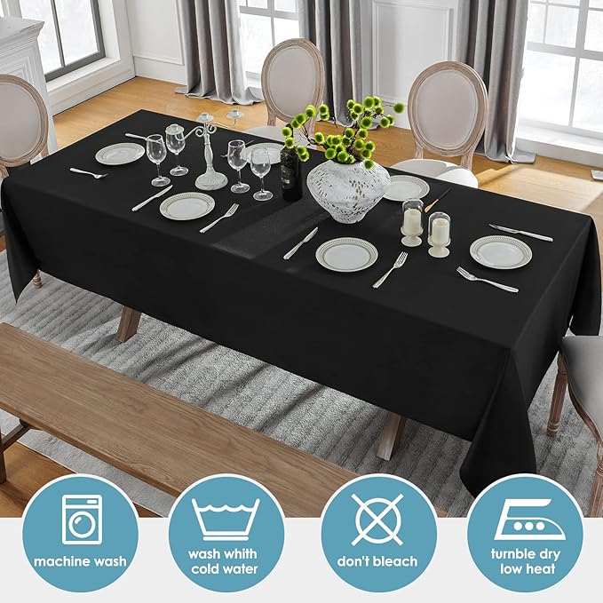 VidaFete Tablecloth 60 * 120inch 10 Pack Rectangle Table Cloth Polyester, Stain Wrinkle Resistant Dining Table Cover for Kitchen Dinning Party Wedding Rectangular Tabletop Buffet Decoration(Black)