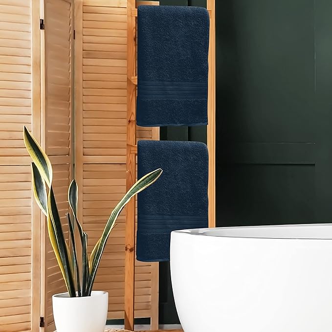 BOUTIQUO Cotton 2 Pack Bath Towel Set 28x55, Eco-Friendly Large Bath Towels, Compact Quickdry Lightweight Soft & Highly Absorbent Bath Towel, Ideal for Everyday Gym Travel Camp Pool - Mineral Blue