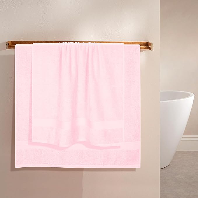 BOUTIQUO Cotton 2 Pack Oversized Bath Towel Set, Large Bath Towels 27x54, Ultra Soft, Absorbent, Compact, Quick Drying and Lightweight, Eco-Friendly and 100% Recyclable Towel Set - Pink