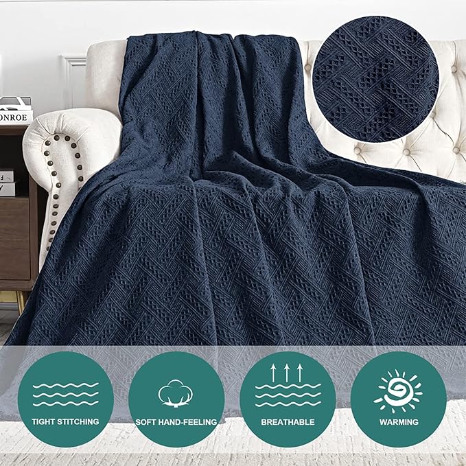 MYSKY HOME Navy Sofa Cover, Sofa Slipcovers, Blue Couch Covers for 2 Cushion Couch, Sofa Throw Cover for Living Room, Sectional Couch Cover for Dogs, Sofa Protector(X-Large, 91" x 118", Navy Blue)