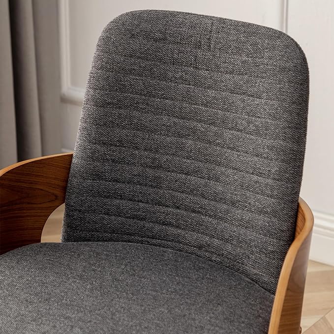Dining Room Chairs Set of 4,Mid Century Modern Kitchen Chairs,Upholstered Accent Chairs,Metal Legs Wooden Desk Chairs,Armless and No Wheels for Kitchen Dining Living Room,Gray Fabric