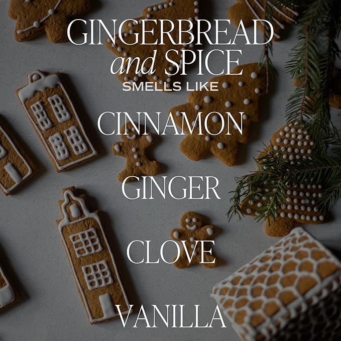 Sweet Water Decor Gingerbread and Spice Candle - Orange, Lemon, and Gingerbread Soy Christmas Candles - Gold Foil Pattern 9oz Clear Jar, 40 Hour Burn Time, Made in The USA