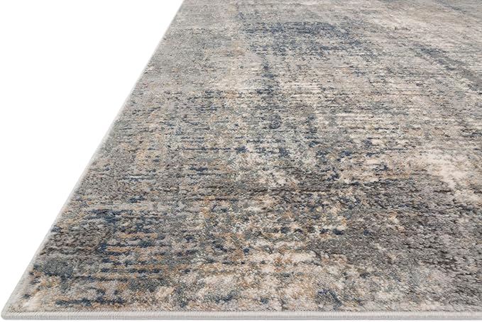 Loloi Teagan Collection TEA-05 Denim/Slate 6'-7" x 9'-2" Area Rug, Large, Soft Neutral Rug, High-Traffic for Living Room, Bedroom, Home Office, Dining Area