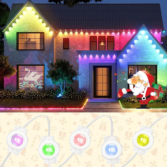 Permanent Outdoor Lights, 111ft with 72 RGBIC LED Light with App Control, Waterproof Permanent Christmas Lights for Outside Roofline Decor, Garden Decor, House,Party, Christmas Decoration