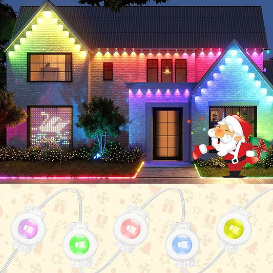 Permanent Outdoor Lights, 111ft with 72 RGBIC LED Light with App Control, Waterproof Permanent Christmas Lights for Outside Roofline Decor, Garden Decor, House,Party, Christmas Decoration
