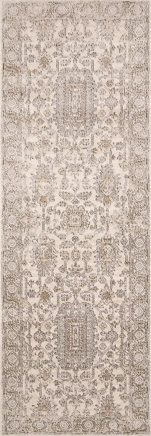 Loloi Teagan Collection TEA-03 Ivory/Sand 2'-8" x 4' Accent Rug, Large, Soft Neutral Rug, High-Traffic for Living Room, Bedroom, Home Office, Dining Area