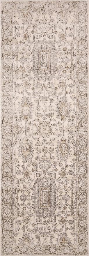Loloi Teagan Collection TEA-03 Ivory/Sand 2'-8" x 13' Runner Rug, Large, Soft Neutral Rug, High-Traffic for Living Room, Bedroom, Home Office, Dining Area