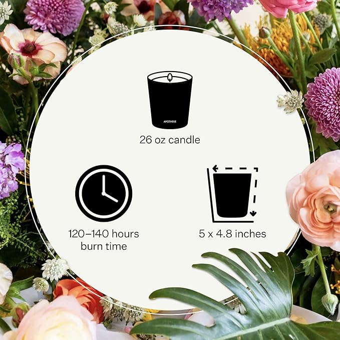 Apotheke 3-Wick Scented Candles for Home, Santal Rock Rose - 26 oz Soy Wax Jar Candle Gift for Women - Long-Lasting Fragrance with Perfume-Grade Essential Oils - Sandalwood, Rose, Musk & Leather