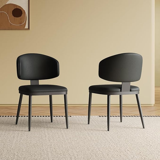 Dining Chairs Set of 2, Modern Faux Leather Dining Metal Legs for Living Kitchen Dining Room