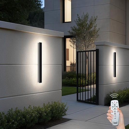 Outdoor Wall Lights, 24 Inch Long Modern Wall Sconce, Ip65 Waterproof 3CCT Color Selectable Porch Lights with Remote Control Light Fixture for Outdoor