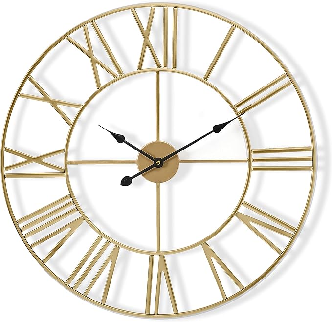 Sorbus Large Wall Clock for Living Room Decor – Easy to Hang 16-Inch Big Wall Clock – Metal Wall Art for Kitchen, Bedroom, Home, Office – Analog Decorative Wall Clock (Silver)