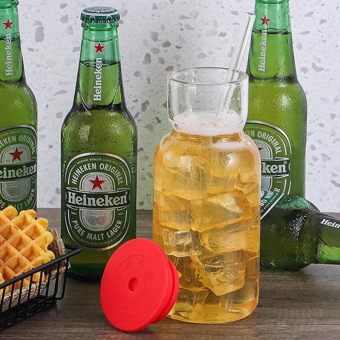 17 oz Glass Cup with Lid and Straw, Glass Tumbler with Straw and Lid, Vintage Glassware for Whiskey Cocktail Beer Juice, Iced Coffee Cups with Lid (1 PACK)