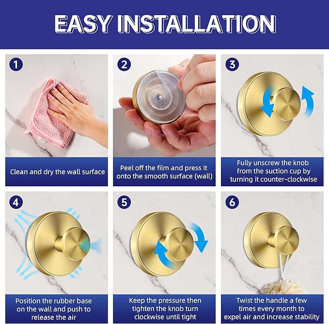 luckin smile Suction Cup Hooks for Shower, No-Drill Removable Towel Hook for Bathrooms, Shower Hooks, Suitable for Bathrooms, Kitchens, Windows, Glass, Powerful Suction Cup Hook