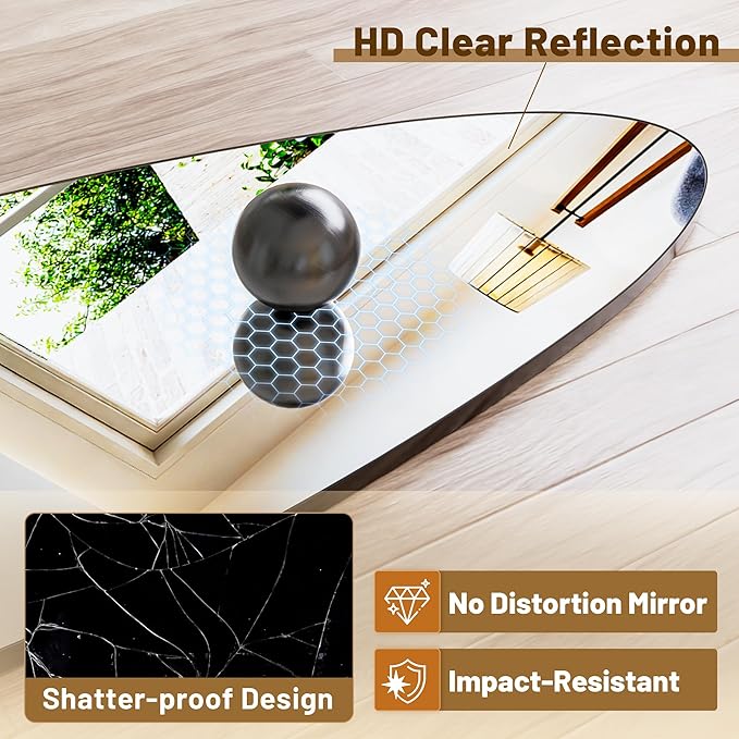 Antok Full Length Mirror, 81"x41" Floor Mirror with Stand,Standing Hanging Leaning Irregular Mirrors for Bedroom Living Room Entryway,Tear Drop Style,Black