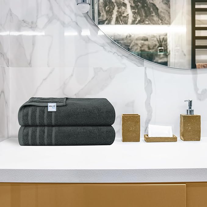Avalon Towels Bath Towels Set of 4, Size 30 x 60 Inches, Highly Soft and Absorbent, Quick Drying, Lightweight, Perfect for Daily Use (Dark Grey)