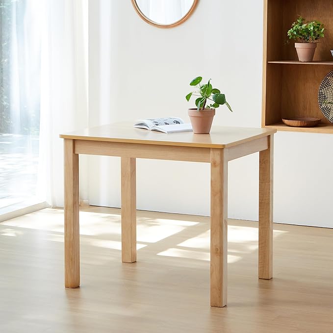 Livinia Cabin 33.5" Wooden Dining Table/Small Rectangular Modern Farmhouse Solid Wood Kitchen Table Desk (Natural)