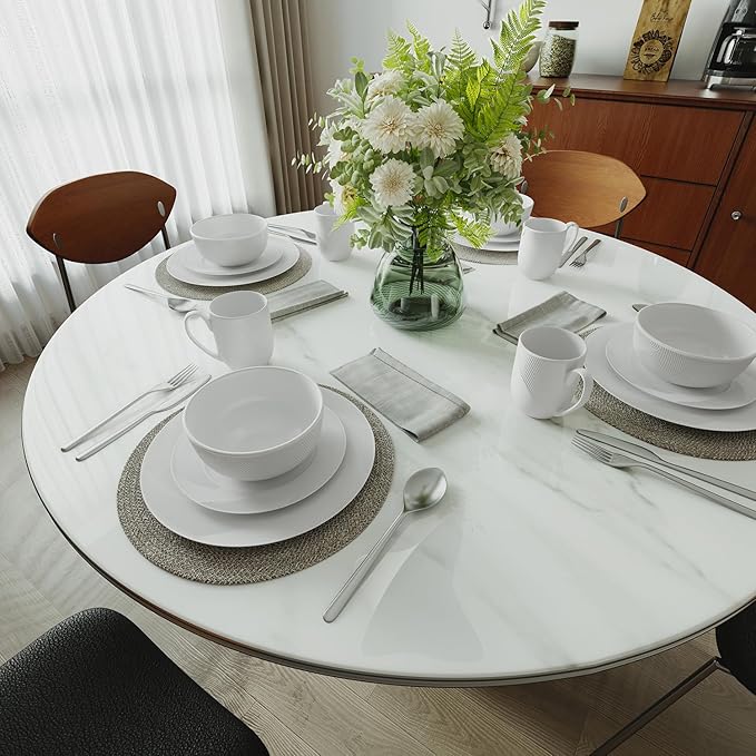 Yoshy Bone China Dinnerware with Lightweight Durable Chip Resistant Design Service for 4 (16 Piece - Service for 4, Rhythmlight)