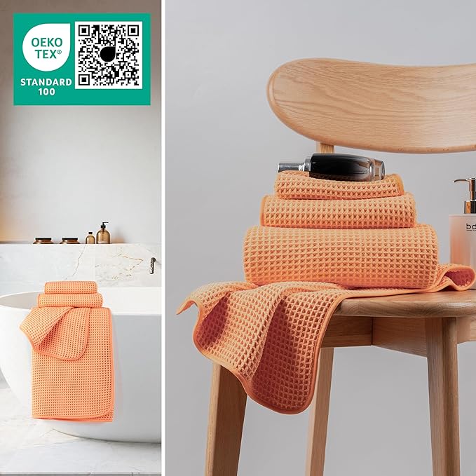 New Microfiber Waffle Bath Towels, 3 Pieces, Oversized, Soft, Absorbent, Fast Drying, Lint Free, Includes Bath, Face and Hand Towels