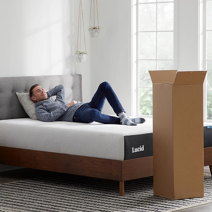 Lucid 12 Inch Memory Foam Mattress - Medium Plush Feel - Infused with Refreshing Bamboo Charcoal and Cooling Gel - Bed in a Box - Temperature Regulating - Pressure Relief - Breathable - Twin XL Size
