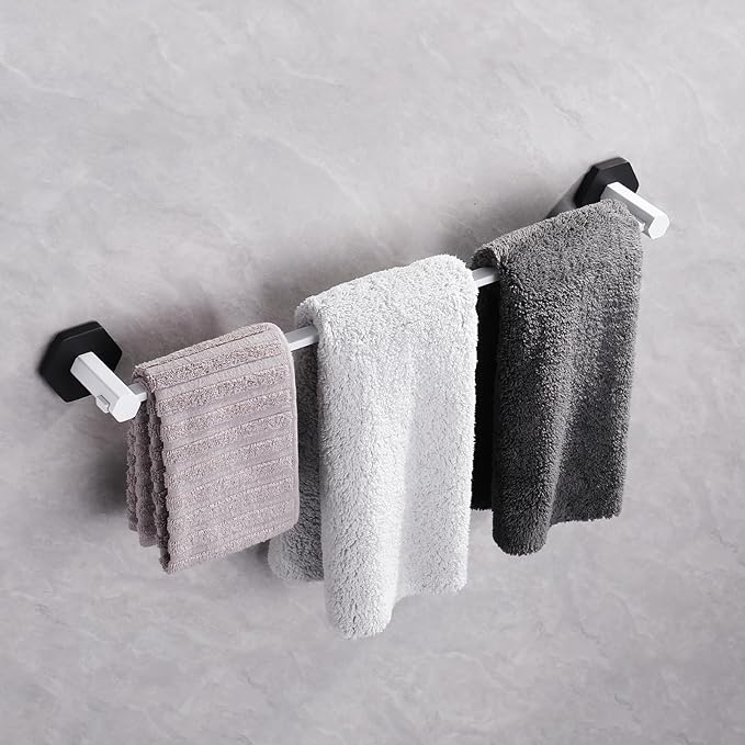 GERZWY 24 Inch Towel Bar Bathroom Hand Towel Holder SUS 304 Stainless Steel Wall Mount, White & Black