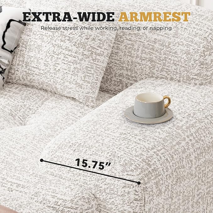 158" Modern U Shaped Modular Sectional Sofa, Boneless Couches for Living Room with Ottoman,6 Seater Convertible Chenille Cloud Couch Sofa Set, No Assembly Required, Beige 1 PCS