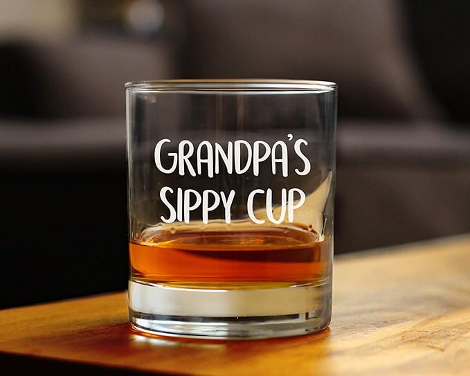 Grandpa's Sippy Cup - Unique Whiskey Rocks Glass for Grandfathers - Fun Grandpa Gifts - 10.25 Oz