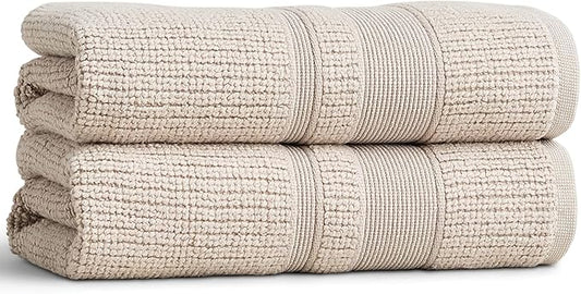 Preston Lane Douro Hand Towel Set – 2 Pack Luxury Cotton Towels, Ultra Soft & Absorbent, Quick-Dry Spa-Quality Bathroom Towels, Made in Portugal, Clay