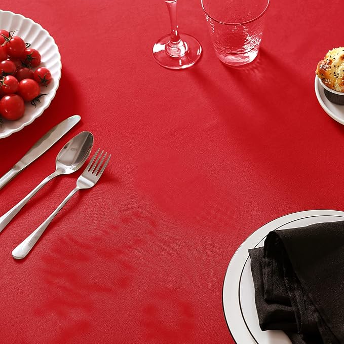 6 Pack Red Tablecloth 60 x 120 Inch Table Cloth for 8 Foot Rectangle Tables, Wrinkle Resistant Washable Polyester Fabric Table Covers for Party, Wedding,Dining,and Banquet