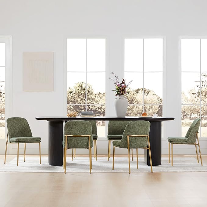 CHITA Modern Dining Chairs Set of 3, FSC Certified Metal Dining Chair for Dining Room, Moss Green