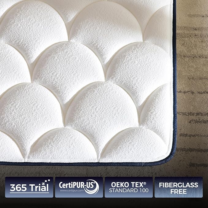 Queen Mattress, 12 Inch Queen Size Hybrid Mattress in a Box, Medium Firm Memory Foam mattress, with Individual Pocket Springs, Upgrade Zoned Support, Motion Isolation&Pressure Relief, CertiPUR-US