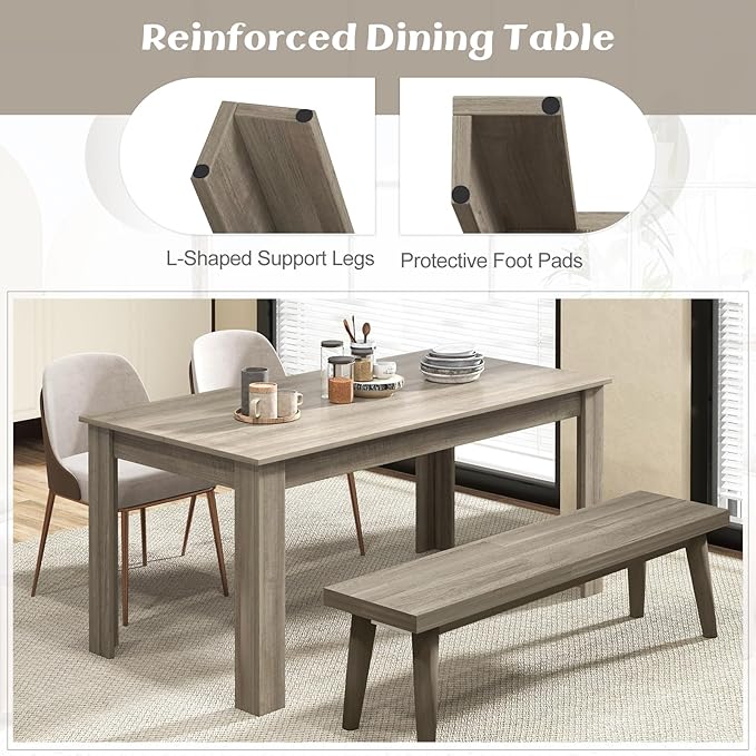 Giantex Large Farmhouse Dining Table - 63" L x 31.5" W x 30" H, 330LBS Capacity, Center Table for Living Room, Home Office, Kitchen, Dinette, Dinner, Oak