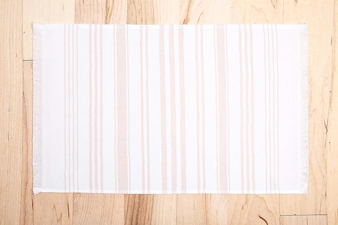 Sticky Toffee Hand Towels for Bathroom Set of 2 – 28x16 in White and Blush Pink Striped Turkish Towels, Soft and Absorbent Decorative 100% Cotton Bath Towels