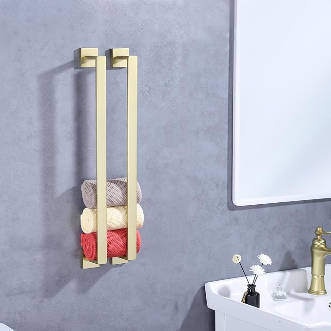 LANC 20-Inche Gold Towel Bars for Bathroom Wall Mount Bath Towel Racks Total-22” Towel Hanger SUS304 Stainless Steel Towel Rails for Kitchen Hand Towel Holder Towel Rods, A8804BG-5P1