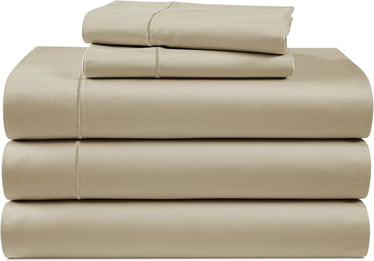 LANE LINEN 100% Egyptian Cotton Split King Sheets for Adjustable Beds, 15 inch Extra Deep Pocket Split King Sheets, Naturally Temperature Regulating Cooling NO Pill Fade Resistant - Linen