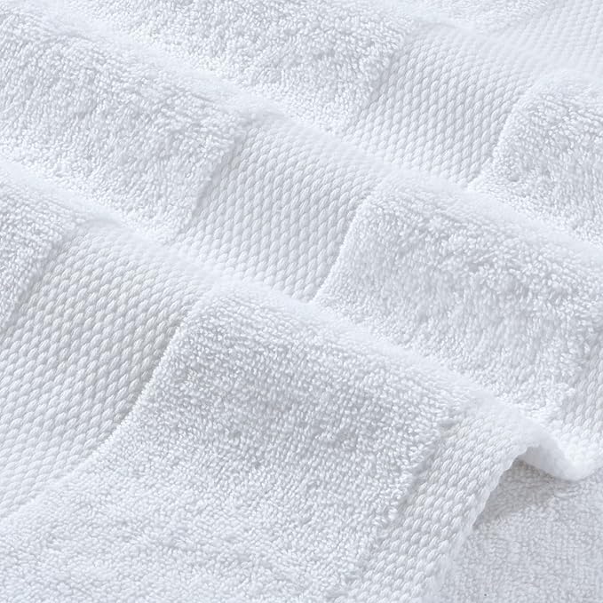 Wealuxe White Bath Towels 24x50 Inch, 6 Pack - Extra Absorbent Cotton Towel Set for Bathroom