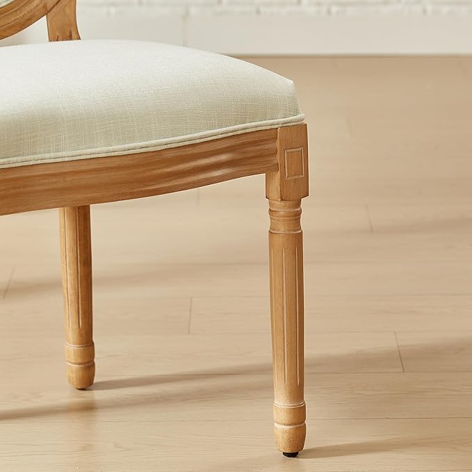 Nrizc French Country Dining Chairs Set of 2, Vintage Farmhouse Dining Chairs with Round Back, Solid Wood Dining Room Chairs, for Kitchen, Bedroom, Dining Room