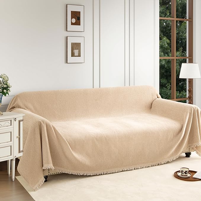 Couch Cover for 2-3 Cushion Couch Sofa Pet Friendly, Chenille Sectional L Shaped Sofa Cover Washable for Dogs Cats Kids, Furniture Protector Slipcover Decor for Living Room, 71"x118"