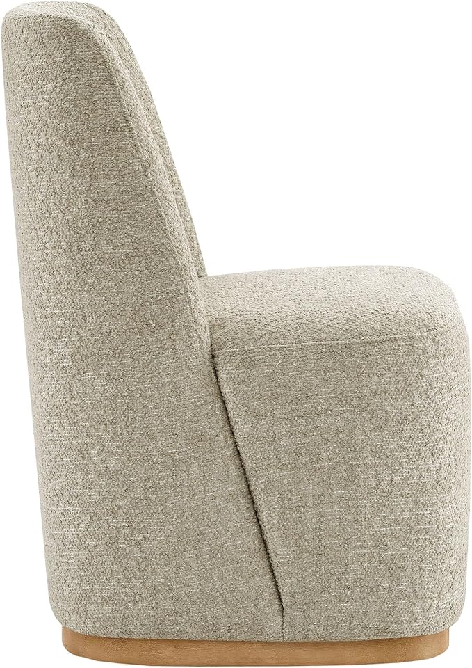 CHITA Upholstered Rolling Dining Chair on Casters Set of 2, FSC Certified Modern Fabric Dining Chair with Casters, Boucle Dining Chairs for Reading Room Waiting Room Kitchen Dining Room, Oatmeal