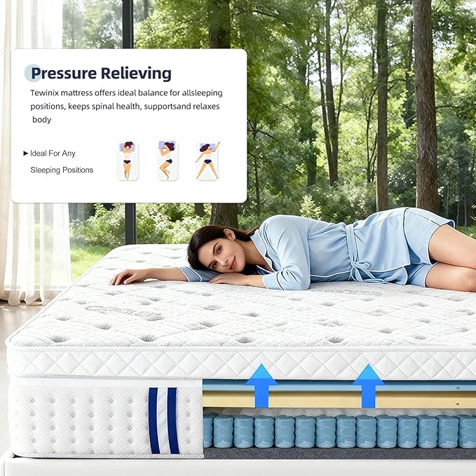 14 Inch Queen Mattress, Plush Hybrid Mattresses with Gel Memory Foam in a Box, Individual Pocket Springs for Pressure Relief & Motion Isolation, CertiPUR-US Certified,100-Night Trial