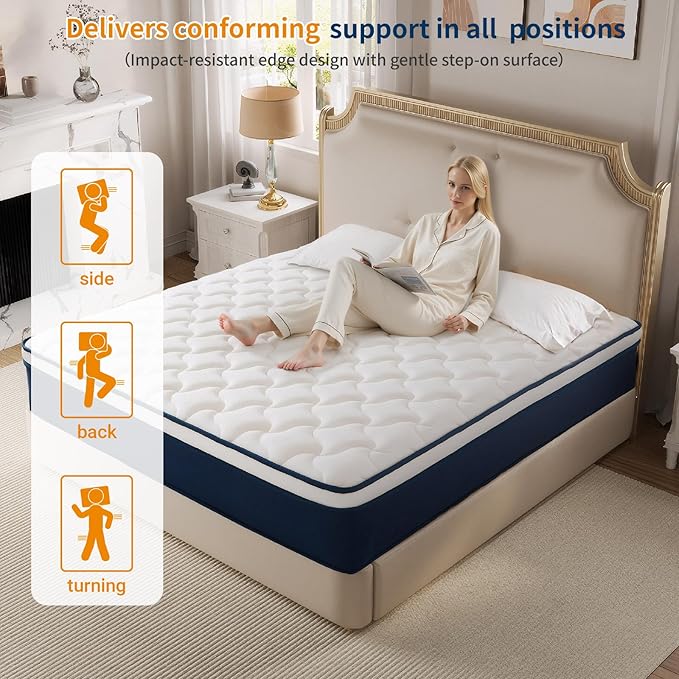 Queen Size 10 Inch Mattress in a Box - Gel Memory Foam & Pocket Springs, Medium Firm for Back Support, Fiberglass-Free, CertiPUR-US Certified, 60x80 Inches, 120-Night Trial (10 Inch, Queen Plush)