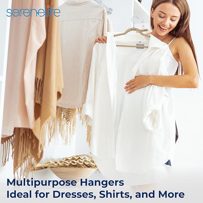 SereneLife 10 Pack Velvet Hangers - Non-Slip with 360° Swivel Hook - Ultra-Thin, Lightweight Velvet Hangers for Shirts, Sweaters, Hoodies, Kids Clothes & Dresses - Space-Saving