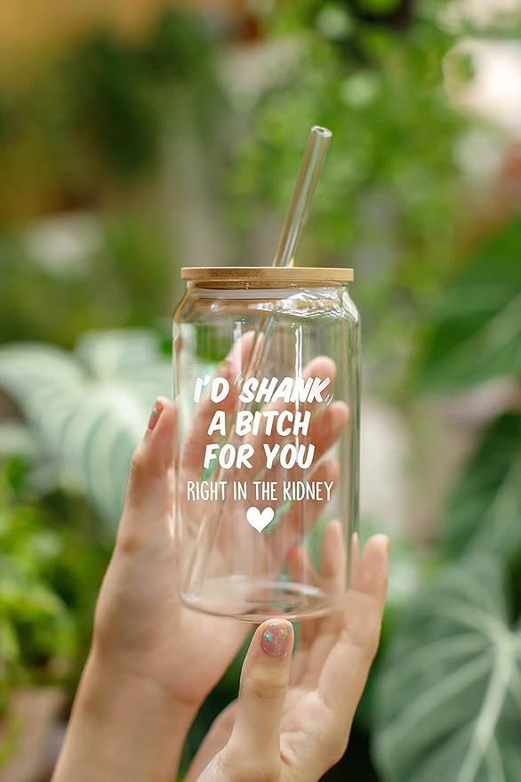 NewEleven Gifts For Women Friendship - Funny Gifts For Friends Female - Unique Friendship Present For Her, Female, Bestie, Bff, Soul Sister, Work Bestie - 16 Oz Coffee Glass