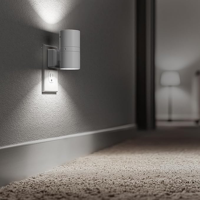 Briignite Night Lights Plug into Wall, Modern LED Night Light Plug in, Dusk to Dawn Sensor, 5000K Daylight, 0-100LM Adjustable Brightness, Dimmable NightLight for Hallway, Bedroom, Stairway, 2 Pack