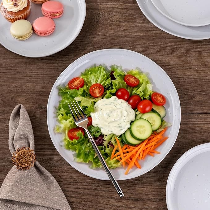 AmorArc Ceramic Dinnerware Sets with Pasta Bowls for 4, Handpainted Plates and Bowls Set with Rustic Terracotta Underside, Scratch Resistant Dishes Set, Dishwasher & Microwave Safe, 16 Pcs
