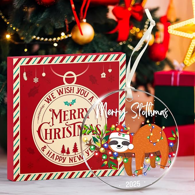 Sloth Ornaments for Christmas Tree - Unique Sloth Gifts for Kids and Women, Best Themed Decor Enhancing Festive Cheer, Ideal Gifts for Sloth Lovers, Perfect Ornaments for Christmas Decorations