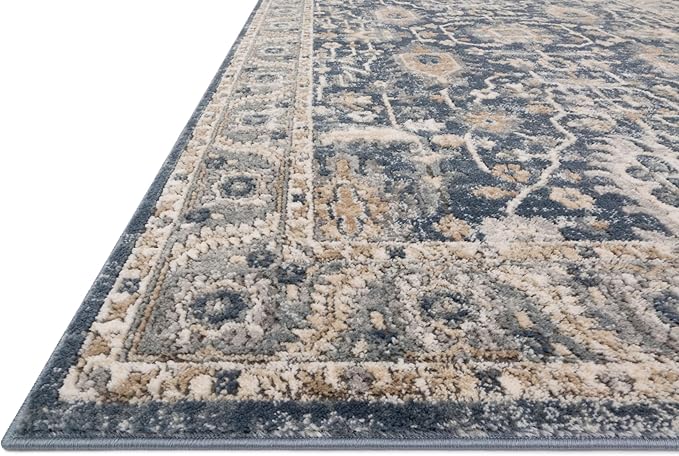 Loloi Teagan Collection TEA-03 Denim/Pebble 3'-4" x 5'-7" Accent Rug, Large, Soft Neutral Rug, High-Traffic for Living Room, Bedroom, Home Office, Dining Area