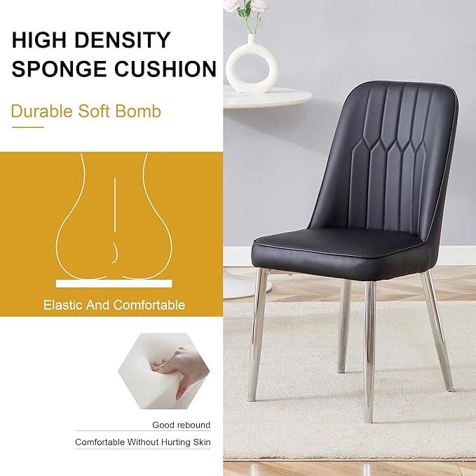 Dining Chairs Set of 2，Modern Dining Chairs, Equipped with PU Leather Backrest Cushions and Metal Legs, Suitable for Restaurants, Kitchens, and Dining Room Chairs