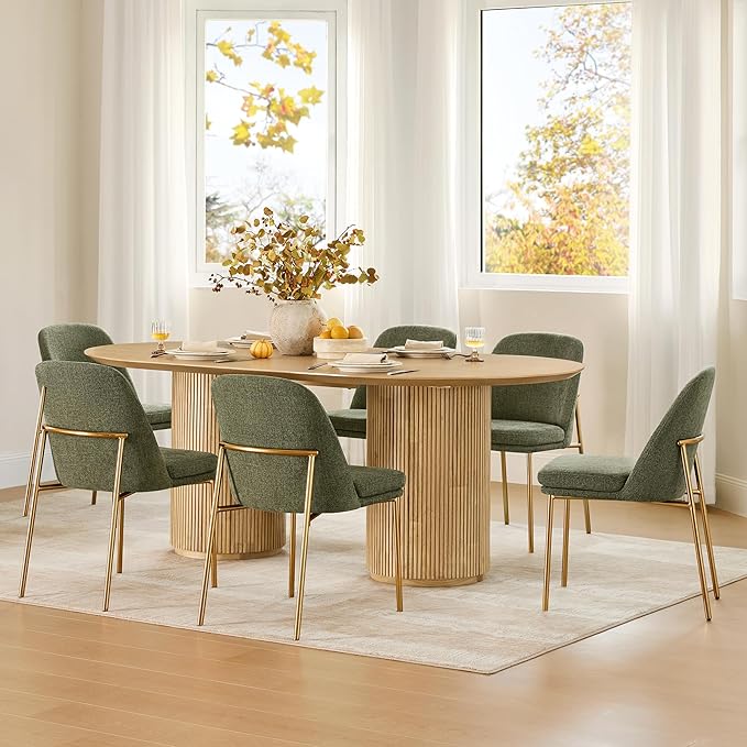CHITA Modern Dining Chairs Set of 2, FSC Certified Metal Dining Chair for Dining Room, Moss Green